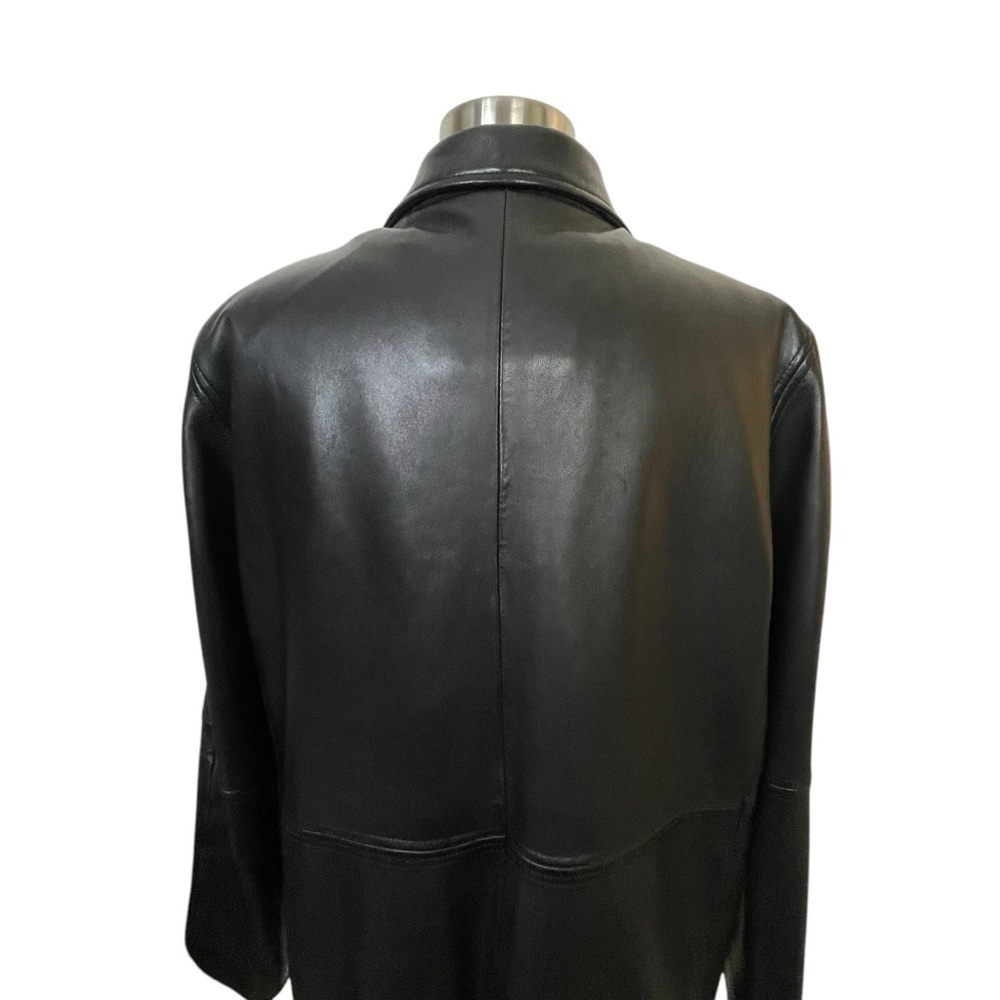 Vintage 90s Black Leather Jacket Punk Quite Luxury Model Off Duty Carrie Bradsha - Picture 8 of 15
